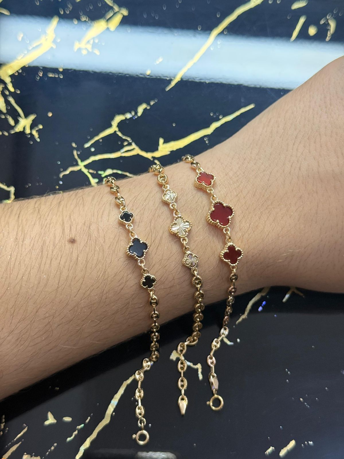 Pulseras trebol con tejido gc